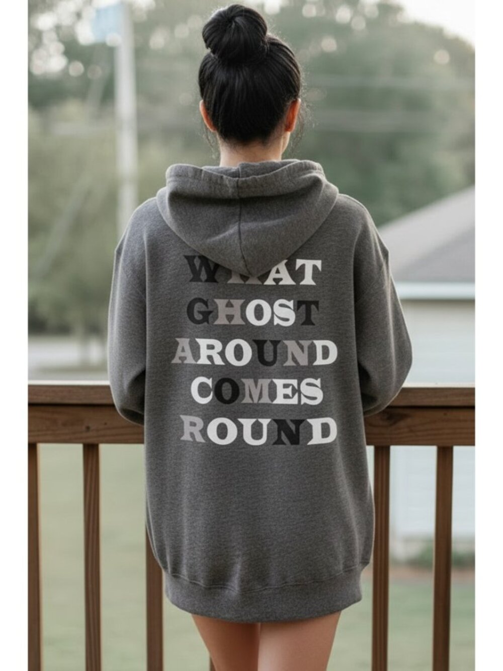 Ghost “What Ghost Around Comes Round” Oversized Halloween Pullover Hoodie